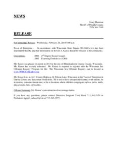 Microsoft Word - Press Release - Kunze Sex Offender[removed]doc