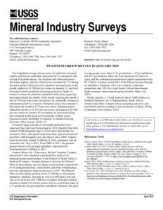 Platinum-Group Metals in January 2015