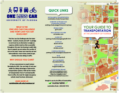 QUICK LINKS SUSTAINABLE UF TRANSPORTATION sustainable.ufl.edu/transportation WHAT IS THE ONE LESS CAR CHALLENGE