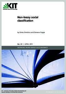 Non-bossy social classification by Dinko Dimitrov and Clemens Puppe  No. 23 | APRIL 2011