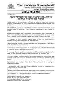 Youth Advisory Council / Government of New South Wales / New South Wales / States and territories of Australia / Politics of Australia / Victor Dominello / Dubbo / Youth council