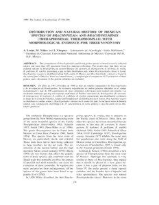 1999. The Journal of Arachnology 27:196–200  DISTRIBUTION AND NATURAL HISTORY OF MEXICAN