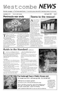 Westcombe NEWS Monthly newspaper of The Westcombe Society - A voluntary group devoted to fostering a sense of community Established 1973 July/August 2003