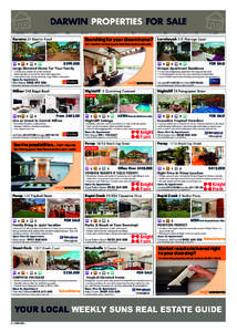 Karama 24 Mueller Road  Larrakeyah 1/3 Warrego Court Searching for your dream home? Don’t miss the Sun Newspapers Real Estate section each week.
