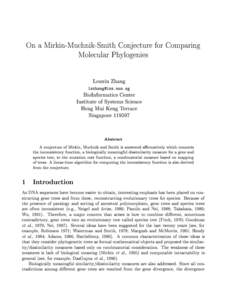 On a Mirkin-Muchnik-Smith Conjecture for Comparing Molecular Phylogenies Louxin Zhang 