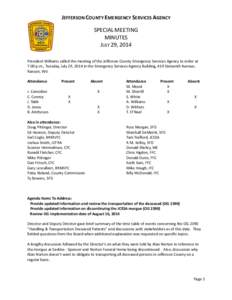 JEFFERSON COUNTY EMERGENCY SERVICES AGENCY SPECIAL MEETING MINUTES JULY 29, 2014  MINUTES