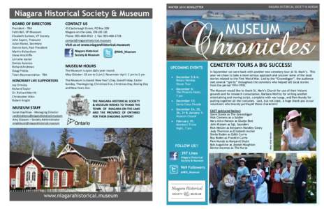 NIAGARA HISTORICAL SOCIETY & MUSEUM  WINTER 2014 NEWSLETTER Niagara Historical Society & Museum CONTACT US