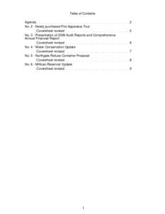 Table of Contents Agenda No. 2 - Newly purchased Fire Apparatus Tour Coversheet revised No. 3 - Presentation of 2009 Audit Reports and Comprehensive Annual Financial Report