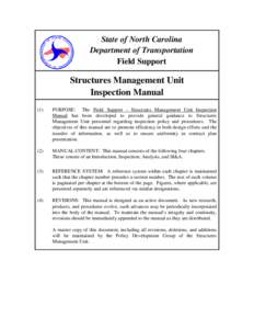 State of North Carolina Department of Transportation Field Support Structures Management Unit Inspection Manual