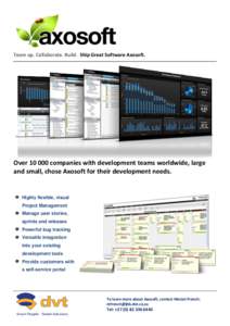 Software / Business / Scrum / Kanban / Project management software / Agile management / Bug tracking system / Software development process / Axosoft / Software development / Agile software development / Project management