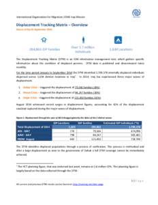 International Organization for Migration (IOM) Iraq Mission  Displacement Tracking Matrix – Overview Data is of the 01 September[removed],863 IDP Families