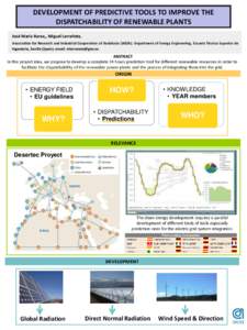 DEVELOPMENT OF PREDICTIVE TOOLS TO IMPROVE THE DISPATCHABILITY OF RENEWABLE PLANTS José María Barea,, Miguel Larrañeta, Association for Research and Industrial Cooperation of Andalusia (AICIA). Department of Energy En