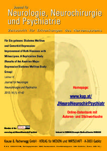 Für Sie gelesen: Diabetes Mellitus and Comorbid Depression: Improvement of Both Diseases with Milnacipran. A Replication Study (Results of the Austrian Major Depression Diabetes Mellitus Study