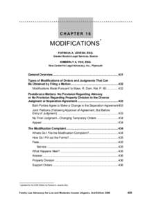 CHAPTER 16  MODIFICATIONS* PATRICIA A. LEVESH, ESQ. Greater Boston Legal Services, Boston