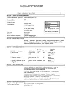 MATERIAL SAFETY DATA SHEET  Starch Indicator in Boric Acid SECTION 1 . Product and Company Idenfication  Product Name and Synonym:
