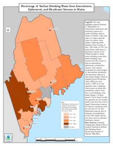 Percentage of Surface Drinking Water from Intermittent, Ephemeral or Headwater Streams in Maine