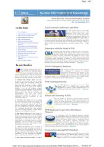 Page 1 of 2  News from the Nuclear Information Section International Nuclear Information System (INIS), IAEA Library & SDSG  No. 15, December 2013