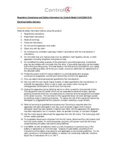 Microsoft WordRegulatory Compliance Statement for HC300C