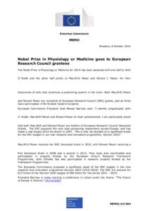 EUROPEAN COMMISSION  MEMO Brussels, 6 October[removed]Nobel Prize in Physiology or Medicine goes to European