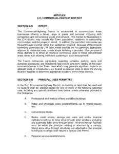 ARTICLE 8 C-H, COMMERCIAL-HIGHWAY DISTRICT SECTIONINTENT