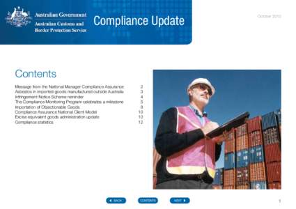 Compliance Update  October 2010 Contents Message from the National Manager Compliance Assurance