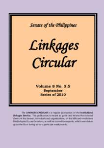 Senate of the Philippines  Linkages Circular Volume 8 No. 3.5 September