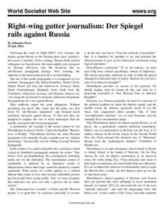 World Socialist Web Site  wsws.org Right-wing gutter journalism: Der Spiegel rails against Russia