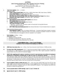 AGENDA Joint Gunnison Basin/Grand Valley Selenium Task Force Meeting Wednesday February 25, 2008 10am - 3 pm USDA Service Center, 690 Industrial Blvd, Delta, CO NRCS Conference Room I.