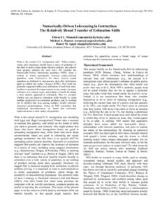 ([removed]In Forbus, K., Gentner, D., & Regier, T. Proceedings of the Twenty-Sixth Annual Conference of the Cognitive Science Society (pp[removed]Mahwah, NJ: Erlbaum. Numerically-Driven Inferencing in Instruction: The R