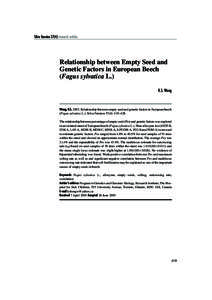 Silva Fennica[removed]research articles  Relationship between Empty Seed and Genetic Factors in European Beech (Fagus sylvatica L.) K.S. Wang