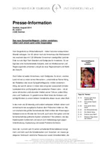 Presse-Information Seefeld, August 2014 NrZeichen  Das neue SympathieMagazin »Indien verstehen«