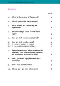 Irish/Swiss Social Security Agreement  Contents page  1.