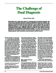 Alcohol Health and Research World Volume 20 Number[removed]Alcoholism and Co-Occurring Disorders