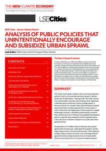 NCE Cities – Sprawl Subsidy Report  Analysis of Public Policies That Unintentionally Encourage and Subsidize Urban Sprawl Lead Author: Todd Litman, Victoria Transport Policy Institute