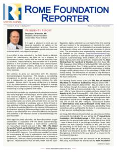 ROME FOUNDATION REPORTER Volume 4, Issue 1, Spring[removed]Rome Foundation Newsletter