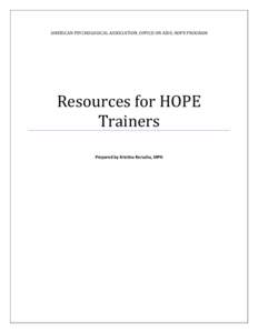 Resources for HOPE Trainers