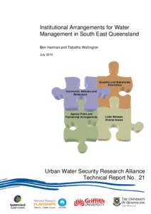 Institutional Arrangements for Water Management in South East Queensland Ben Harman and Tabatha Wallington July[removed]Scientific and Stakeholder