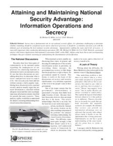 Classified information / Secrecy / Operations security / Sociological aspects of secrecy / Central Intelligence Agency / Intelligence cycle security / National security / Security / Espionage
