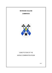 NEWNHAM COLLEGE CAMBRIDGE CONSTITUTION OF THE MIDDLE COMBINATION ROOM