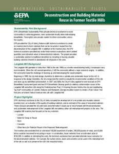 Town and country planning in the United Kingdom / Sustainable architecture / Sustainable building / Construction / Deconstruction / Recycling / Brownfield land / United States Environmental Protection Agency / Great Langdale / Architecture / Environment / Sustainability