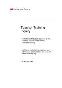 Inquiry into Teacher Training