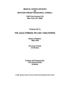 Henry L. Stimson / Nurse Corps / Stimson / Weill Cornell Medical College of Cornell University / Military nurse / Julia Catherine Stimson / Health / Nursing / Medicine