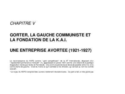 CHAPITRE V GORTER, LA GAUCHE COMMUNISTE ET LA FONDATION DE LA K.A.I.
