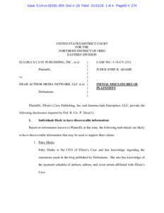 Case: 5:14-cvJRA Doc #: 25 Filed: of 4. PageID #: 274  UNITED STATES DISTRICT COURT FOR THE NORTHERN DISTRICT OF OHIO EASTERN DIVISION
