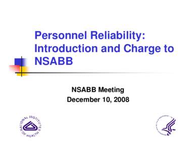 Personnel Reliability Program for Persons with Access to Select Agents