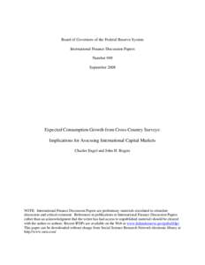 Expected Consumption Growth from Cross-Country Surveys: Implications for Assessing International Capital Markets