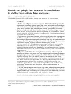 Freshwater Biology[removed], 1038–1052  doi:[removed]j[removed]01550.x Benthic and pelagic food resources for zooplankton in shallow high-latitude lakes and ponds