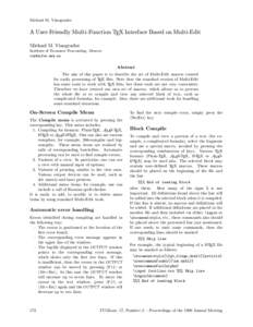 Michael M. Vinogradov  A User-Friendly Multi-Function TEX Interface Based on Multi-Edit Michael M. Vinogradov Institute of Economic Forecasting, Moscow [removed]