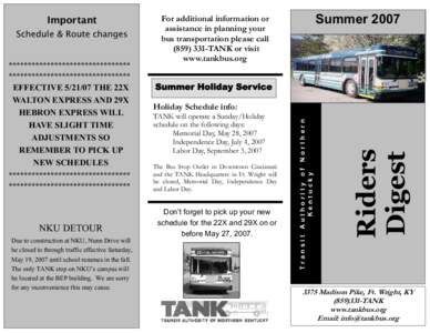 ******************************** ******************************** EFFECTIVETHE 22X WALTON EXPRESS AND 29X HEBRON EXPRESS WILL