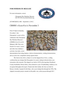 Microsoft Word - NEWS_CBMM_OysterFest12_Nov3_1.doc
